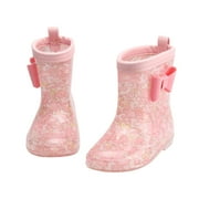Toddler Kids Waterproof Rain Boots Cartoon Bowknot Boys Girls Rain Boots Waterproof Non Slip Shoes Outdoor Shoes Red